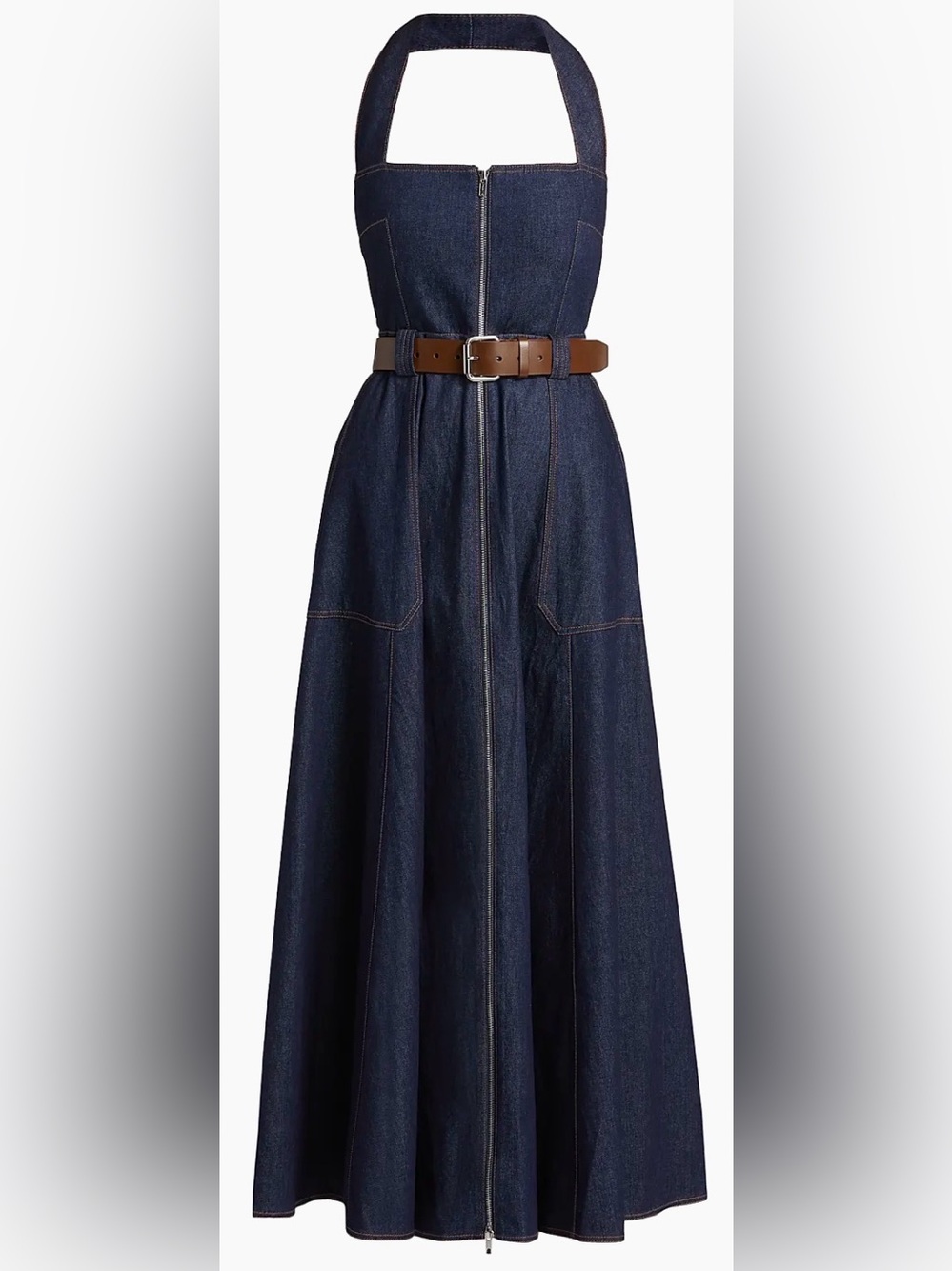 NWT NICHOLAS Anastasia Utility Halterneck Denim Indigo Midi Belted Dress 2 - Picture 3 of 17